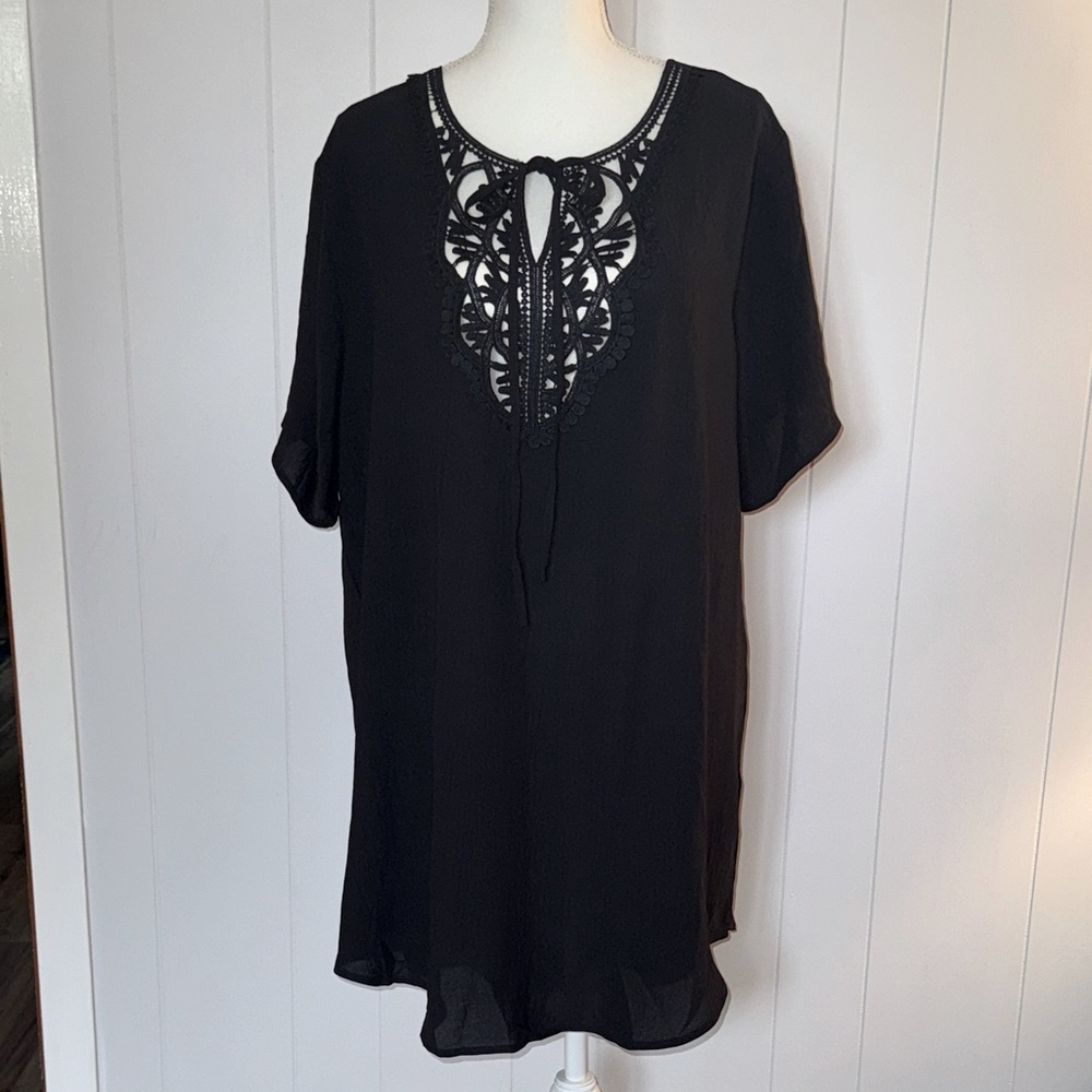 NWT! Simple Fun Black Crochet Beach Coverup Size XL